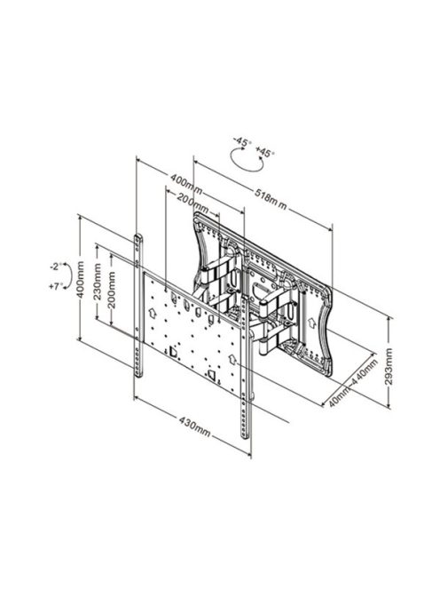 MULTIBRACKETS Fali konzol, M VESA Super Slim Tilt & Turn Plus (32-65", max.VESA: 400x400 mm, 40 kg)