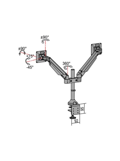 MULTIBRACKETS 2 karos asztali konzol, M VESA Gas Lift Arm Dual White (15-32", max.VESA: 100x100 mm, 10 kg)