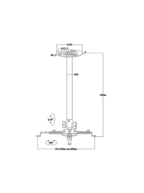 MULTIBRACKETS Mennyezeti/fali projektor konzol, M Universal Projector Ceiling Mount III (10/7.5 kg, white)