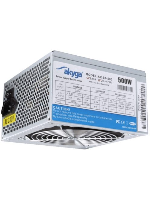 AKYGA Tápegység 500W, 12cm, 20+4