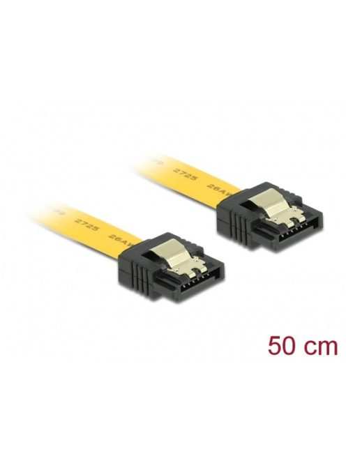 DELOCK kábel SATA 6 Gb/s egyenes 50cm sárga