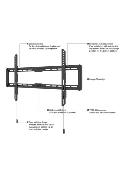 MULTIBRACKETS Fix fali konzol, M Universal Wallmount Fixed Medium Black (32-65", max.VESA: 400x400 mm, 50 kg)