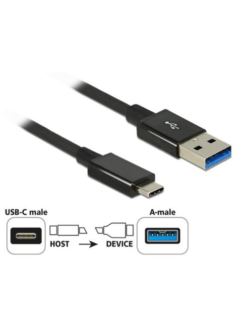 DELOCK kábel USB 3.1 Gen 2 Type-C male > USB Type-A male Premium 1m fekete