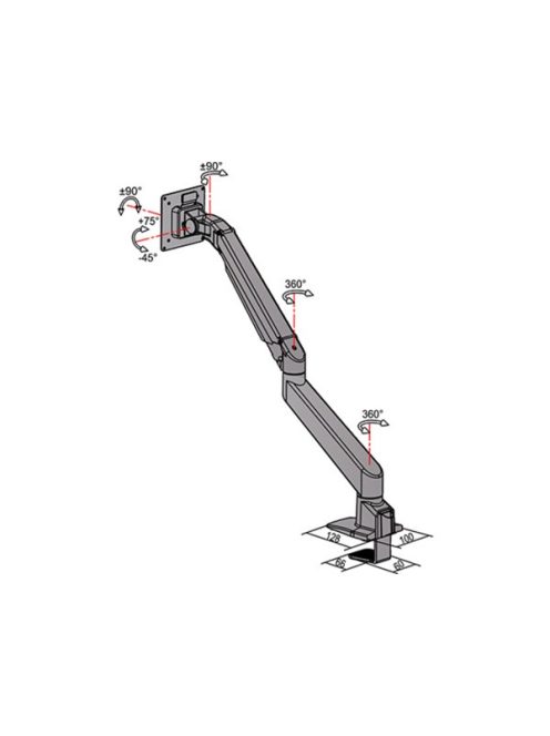 MULTIBRACKETS Asztali konzol, M VESA Gas Lift Arm Single Black HD (15-34", max.VESA: 100x100 mm, 21 kg)