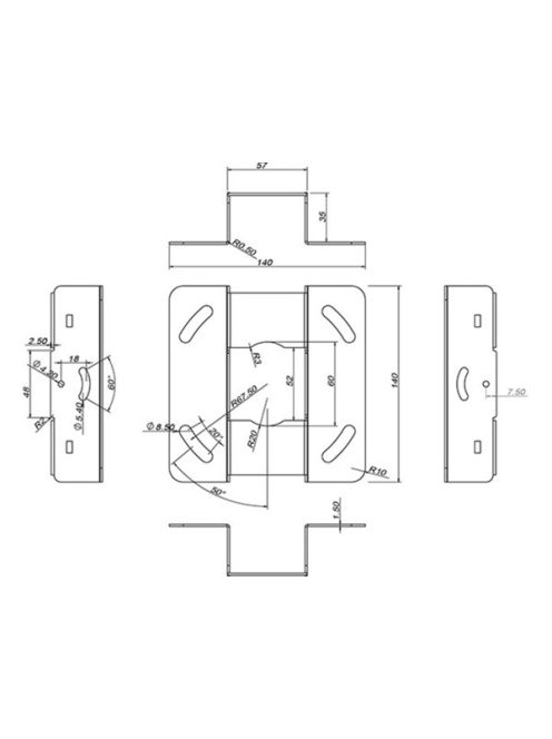 MULTIBRACKETS Mennyezeti konzol, M Universal Projector Ceiling Mount 300-480 with Finetune