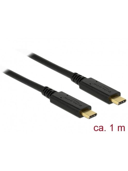 DELOCK kábel USB 3.1 Gen 2 Type-C male / male összekötő 1m PD 3A E-Marker