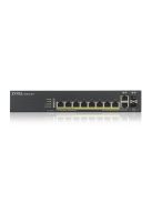 ZYXEL Switch 8x1000Mbps (8xPOE) + 2xGigabit kombó SFP+, Fémházas Menedzselhető (8GbE port), GS1920-8HPV2-EU0101F