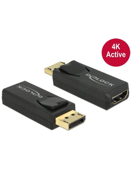 DELOCK Átalakító Displayport 1.2 male > HDMI female 4K aktív fekete