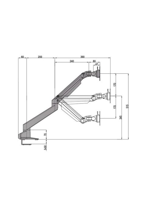 MULTIBRACKETS Gaslift asztali rögzítő kétkaros konzol, 15-32",  fehér