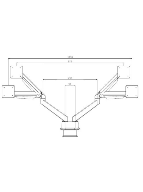 MULTIBRACKETS Gaslift asztali rögzítő kétkaros konzol, 15-32",  fehér