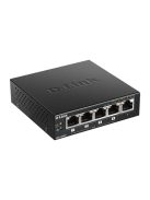 D-LINK Switch 5x1000Mbps (4xPOE+) Fémházas Asztali, DGS-1005P/E