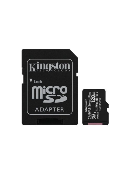 KINGSTON Memóriakártya MicroSDXC 128GB Canvas Select Plus 100R A1 C10 + Adapter