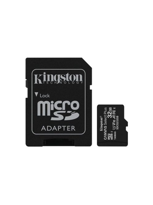 KINGSTON Memóriakártya MicroSDHC 32GB Canvas Select Plus 100R A1 C10 + Adapter