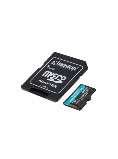 KINGSTON Memóriakártya MicroSDXC 64GB Canvas Go Plus 170R A2 U3 V30 + Adapter