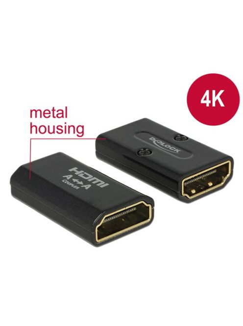 DELOCK Átalakító Gender Changer HDMI-A female > HDMI-A female 4K fekete