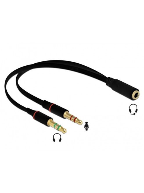 DELOCK Átalakító Headset Stereo jack 1x 3.5mm 4 pin female > 2x 3.5mm 3 pin male