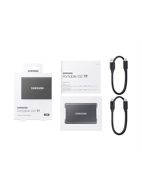 SAMSUNG Hordozható SSD T7 USB 3.2 2TB (Szürke)