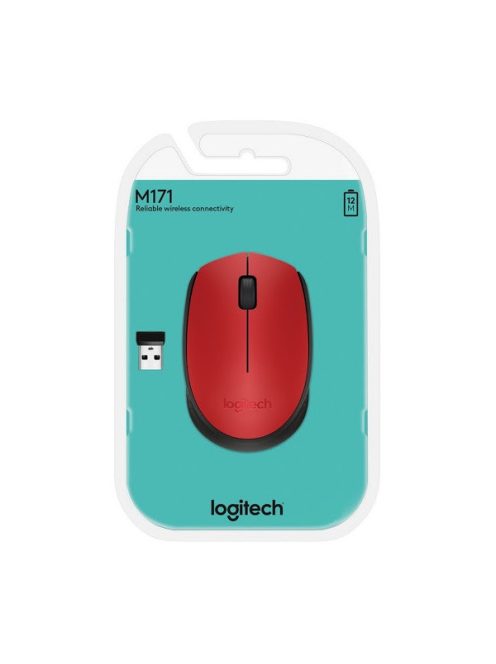 LOGITECH Egér - M171 Vezeték Nélküli Optikai, Vörös