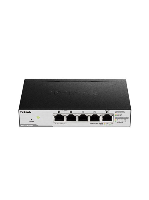 D-LINK Switch 5x1000Mbps(2xPOE) Fémházas Asztali Menedzselhető, DGS-1100-05PDV2