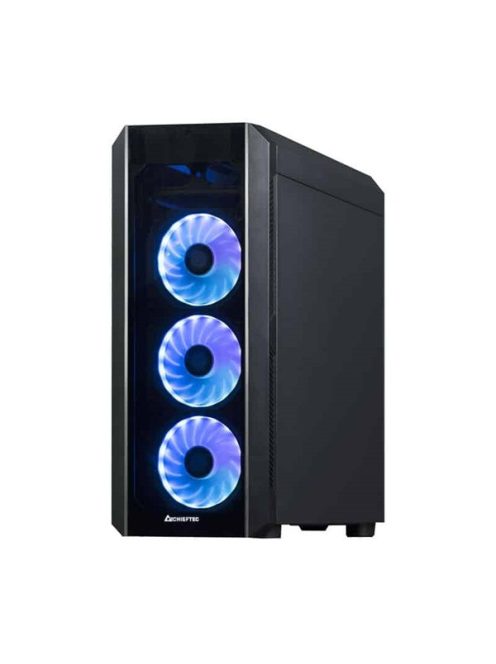 CHIEFTEC Ház Gaming Scorpion 3 ATX, 4x120mm RGB ventilátor, RGB vezérlő, Tápegység nélkül, Edzett Üveg, Fekete