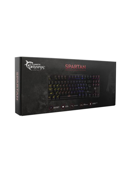 WHITE SHARK SPARTAN mechanikus (blue swtich) fém gamer billentyűzet (angol)