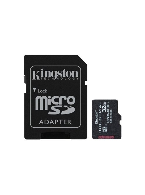 KINGSTON Memóriakártya MicroSDHC 32GB Industrial C10 A1 pSLC + Adapter