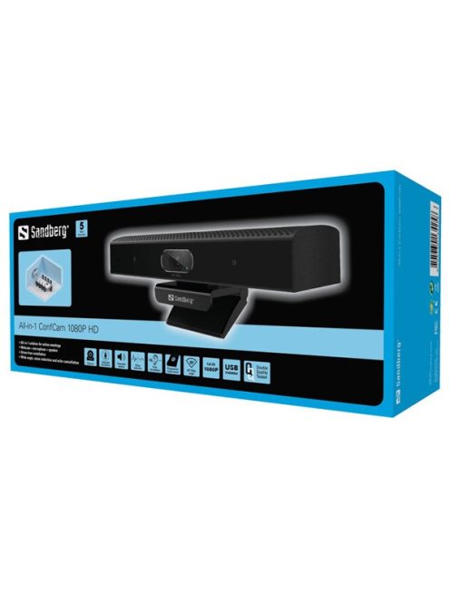 SANDBERG Videokonferencia (3in1 webcam, mikrofon & hangszóró), All-in-1 ConfCam 1080P HD