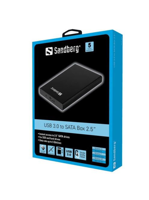 SANDBERG Merevlemez-tartozék, SSD USB 3.0 to SATA Box 2.5"