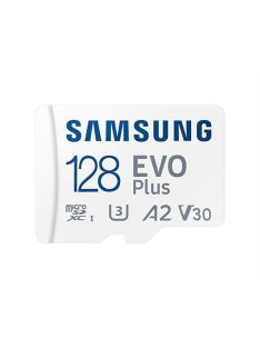   SAMSUNG Memóriakártya, EVO Plus microSD kártya (2021) 128GB, CLASS 10, UHS-1, U3, V30, A2, + Adapter, R130/W