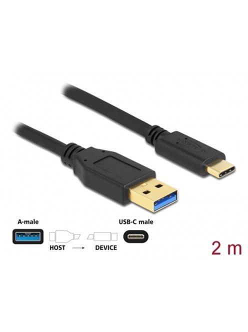 DELOCK kábel USB 3.2 Gen 2 Type-A > USB Type-C 2m