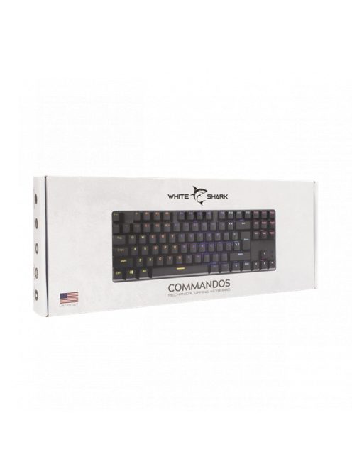 WHITE SHARK COMMANDOS mechanikus (red switch) gamer billentyűzet (angol), fekete