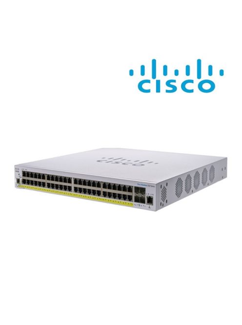 CISCO Switch 48x1000Mbps (POE+) + 4x1000Mbps SFP, Fémházas, Rackes, Menedzselhető - CBS350-48P-4G-EU