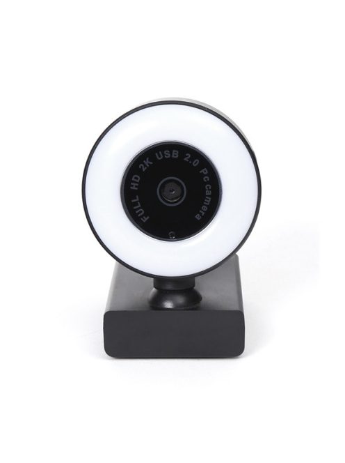 PLATINET webkamera, PCWC2KAF, 2K felbontás, autofókusz, beépített mikrofon zajszűrővel, LED videofény VLOG-hoz, streamer