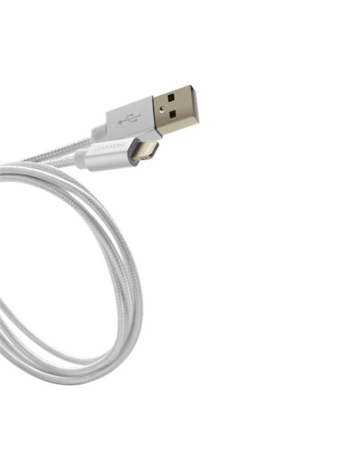 CANYON Töltőkábel, USB - LTG, Apple kompatibilis, Szövetborítás, 1m, szürke - CNS-MFIC3DG