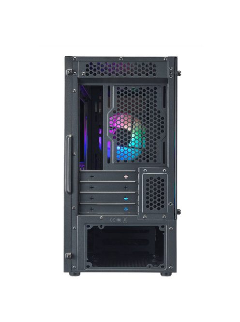 COOLER MASTER Ház Mini Tower ATX MASTERBOX MB320L ARGB + Kontroller,2db Ventilátorral,Tápegység nélkül, Üvegfalú, fekete