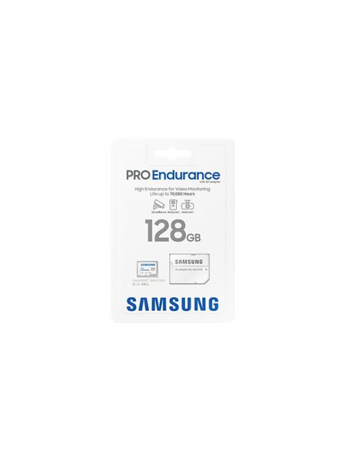 SAMSUNG Memóriakártya, PRO Endurance microSD kártya 128GB, CLASS 10, UHS-I (SDR104), + SD Adapter, R100/W40