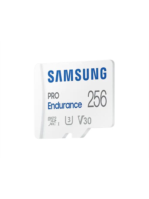 SAMSUNG Memóriakártya, PRO Endurance microSD kártya 256GB, CLASS 10, UHS-I (SDR104), + SD Adapter, R100/W40