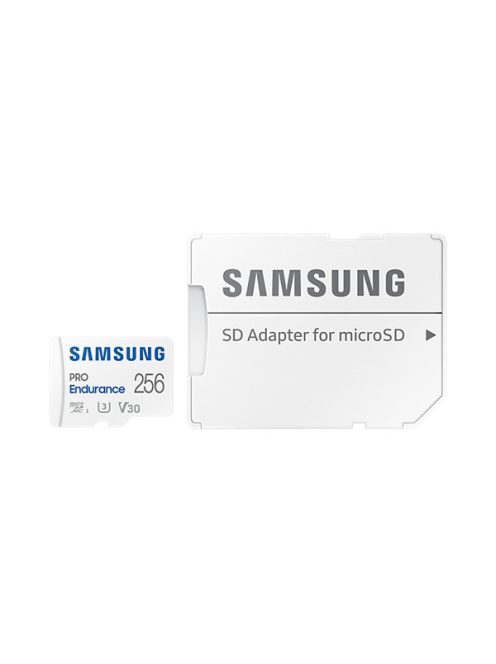 SAMSUNG Memóriakártya, PRO Endurance microSD kártya 256GB, CLASS 10, UHS-I (SDR104), + SD Adapter, R100/W40