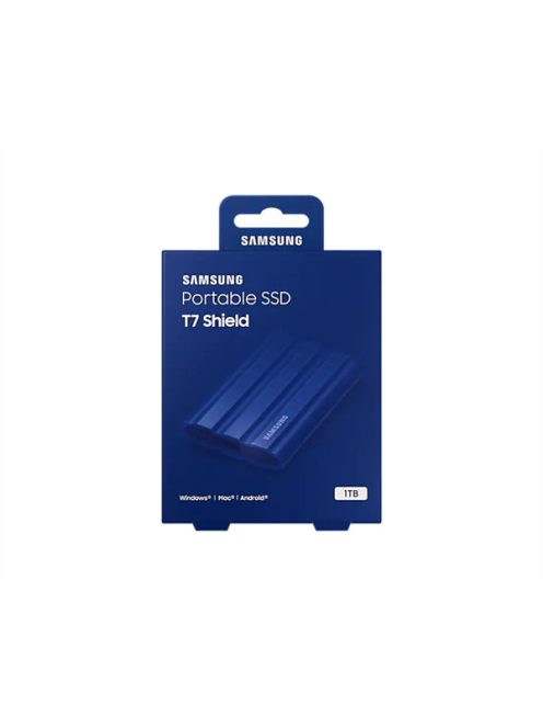SAMSUNG Hordozható SSD T7 Shield, USB 3.2 Gen.2 (10Gbps), 1TB, Kék