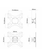 SBOX LCD-2900B fali konzol, dönthető, forhatható, 19"-37", 200x200, max 25 kg