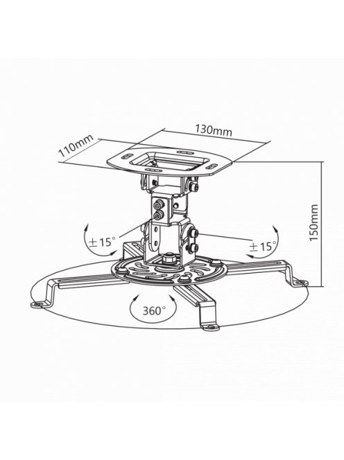 SBOX PM-18 Mennyezeti projektor tartó konzol, forgatható, dönthető, max. 13.5 kg