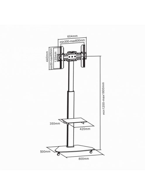SBOX FS-500 Gurulós konzol, konferencia állvány, 37"-70", 600x400, max 40 kg