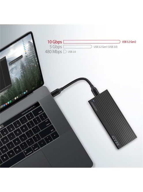 AXAGON EEM2-GTR THIN RIB SUPERSPEED+ USB-C - NVME M.2 külső ház, fekete