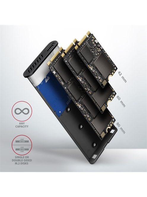 AXAGON EEM2-SG2 SuperSpeed+ USB-C - M.2 NVMe & SATA SSD külső ház