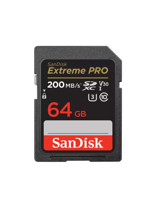 SANDISK 121595, SDXC EXTREME PRO KÁRTYA 64GB, 200/90 MB/s , UHS-I, Class 10, U3, V30