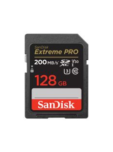   SANDISK 121596, SDXC EXTREME PRO KÁRTYA 128GB, 200/90 MB/s , UHS-I, Class 10, U3, V30