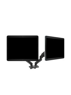   VARR asztali dual monitor állvány, full motion, VESA 75x75/100x100, integrált kábelcsatorna