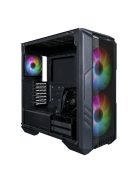 COOLER MASTER Ház Midi ATX HAF 500 ARGB + 4db Ventilátor, Tápegység nélkül, Üvegfalú, fekete