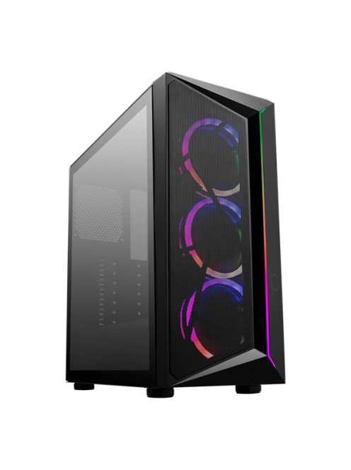 COOLER MASTER Ház Midi ATX CMP 510 ARGB, Tápegység nélkül, Üvegfalú, Fekete