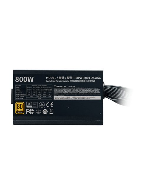 COOLER MASTER Tápegység G800 800W, 12cm, 80+ Gold